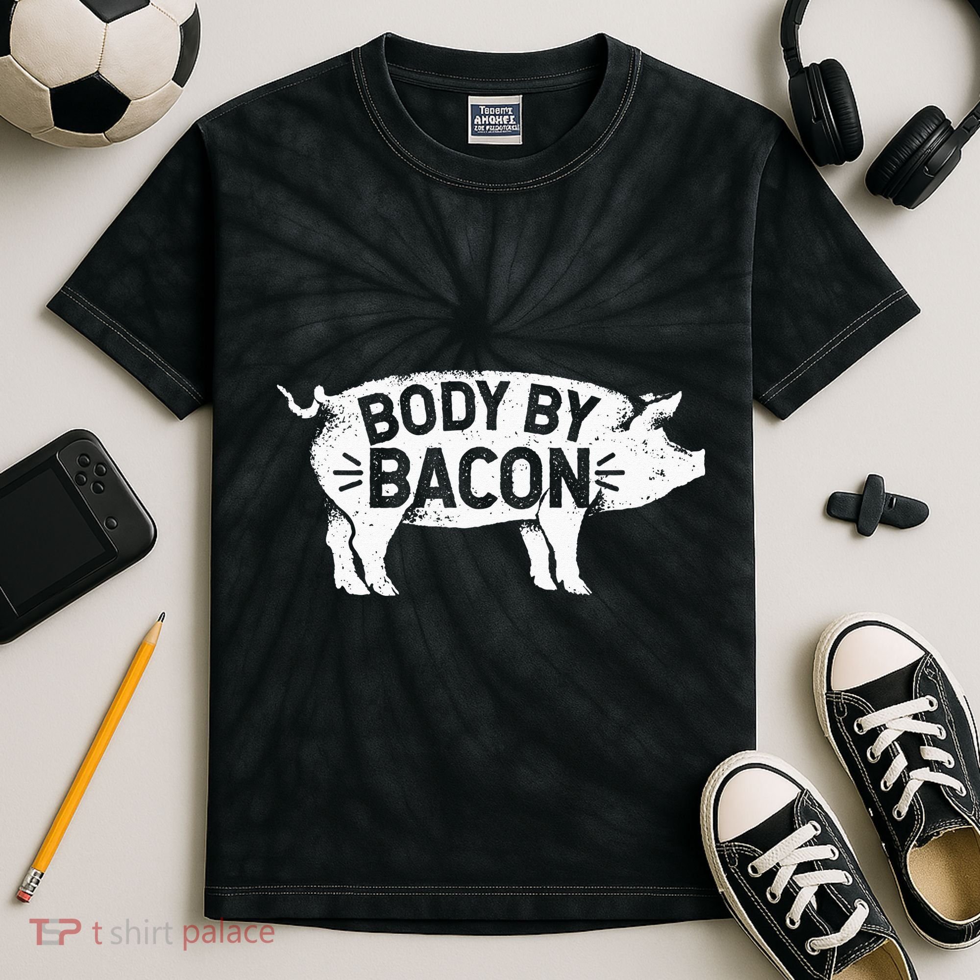 Body By Bacon For Low Carb High Fat Ketogenic Diet Kids Tie-Dye T-Shirt