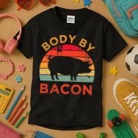 Body By Bacon For Low Carb High Fat Ketogenic Diet Kids T-Shirt thumb 3