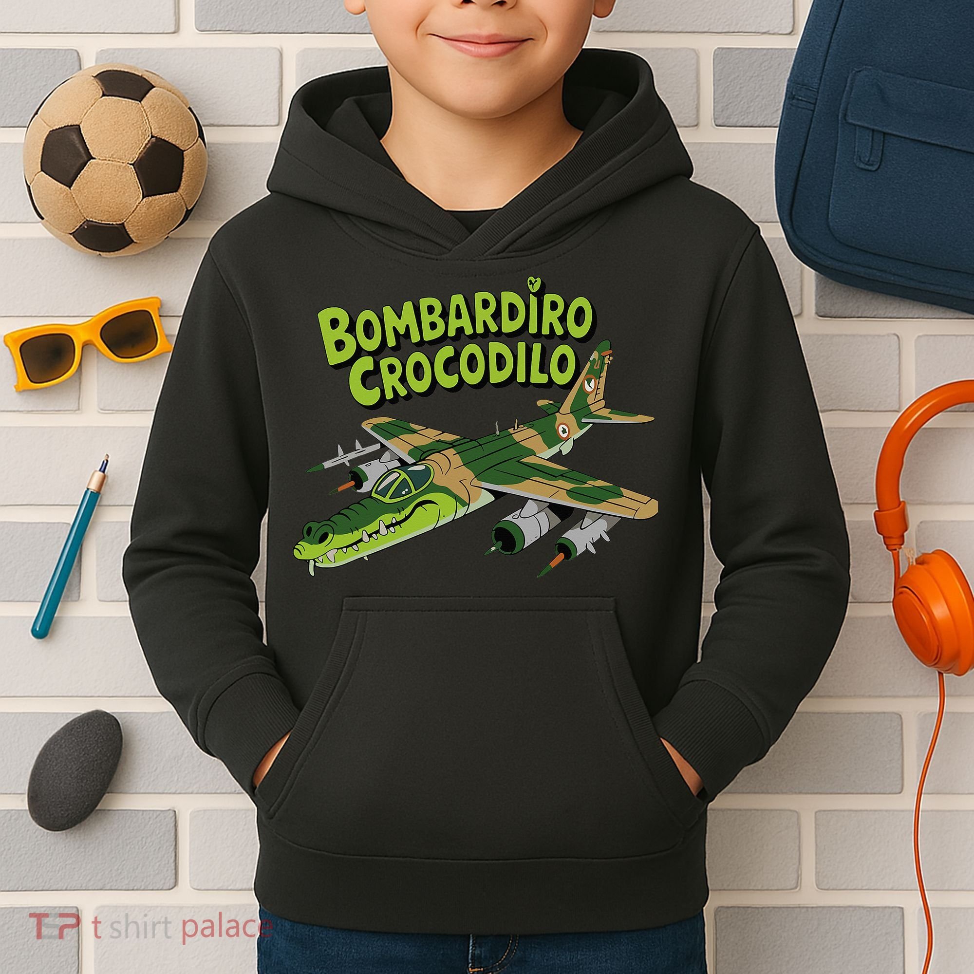 Boy Bombardilo Bombardier Crocodilo Italian Brainrot Kids Hoodie