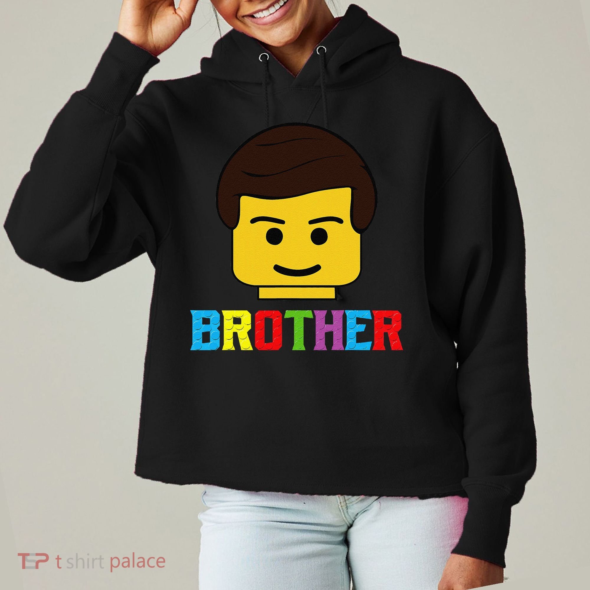 Block Brick Building Brother Master Builder Matching Family Ladies Heavyweight Boxy Pullover Hoodie