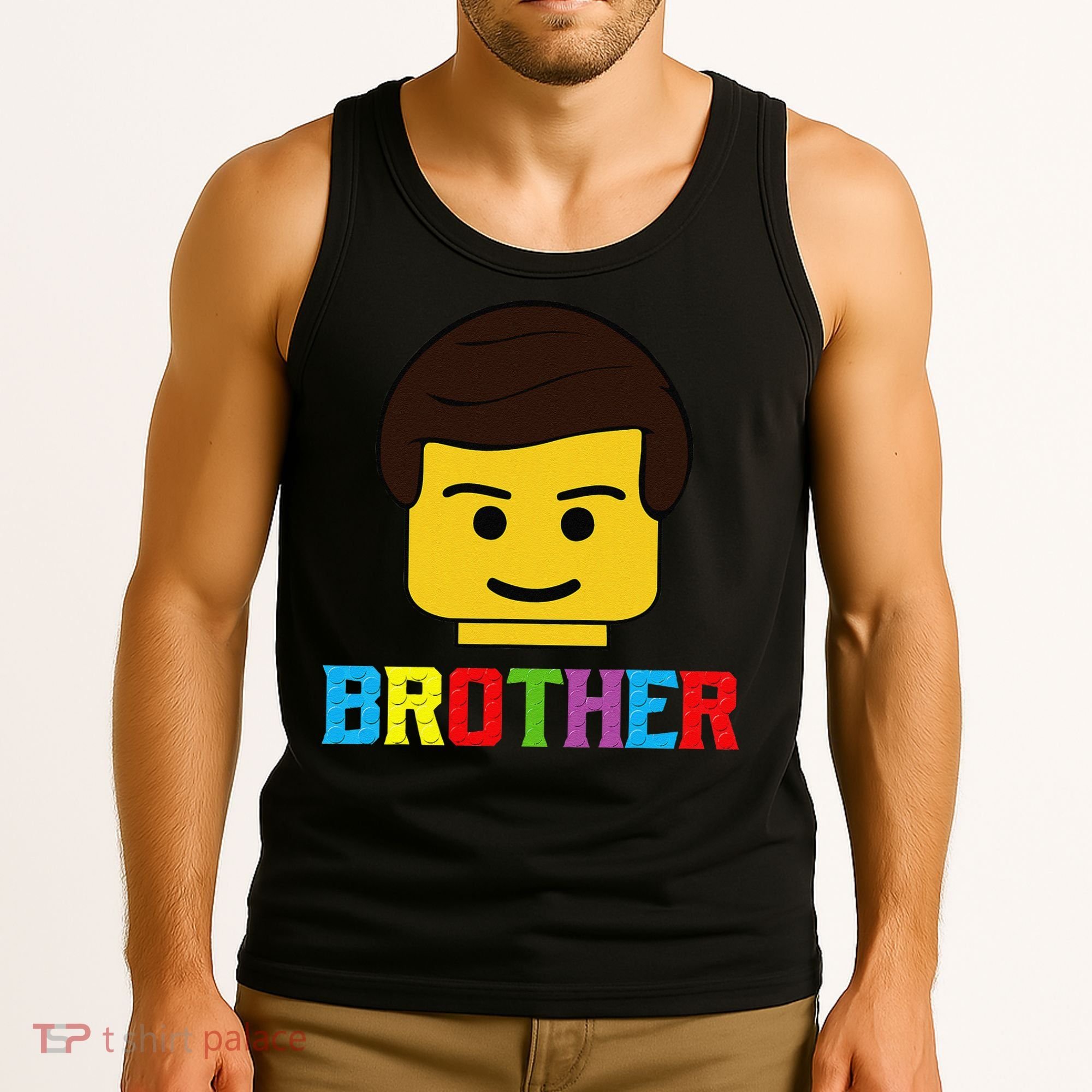 Block Brick Building Brother Master Builder Matching Family Tank Top