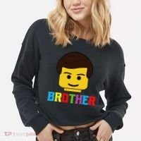 Block Brick Building Brother Master Builder Matching Family Cropped Pullover Crew thumb 2