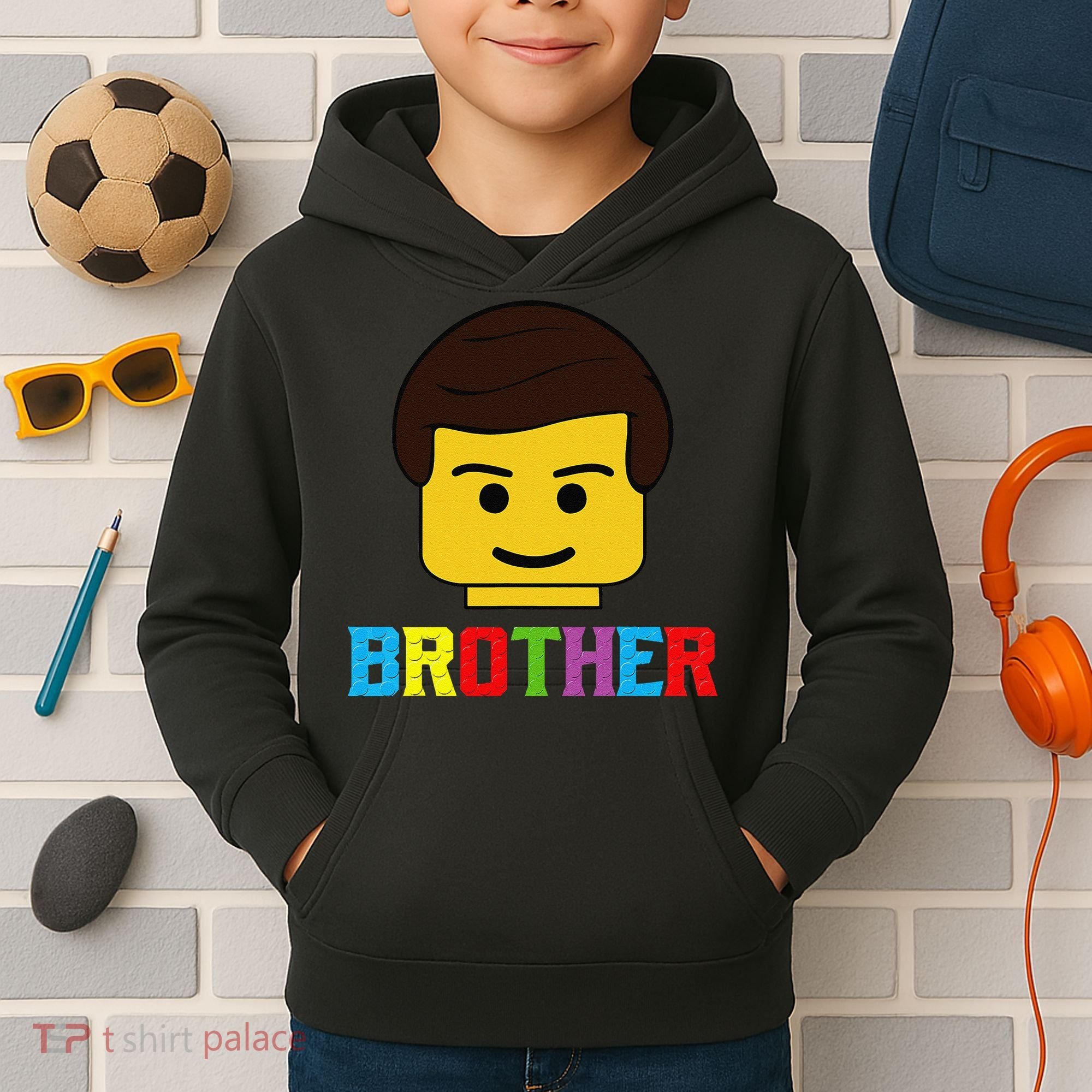 Block Brick Building Brother Master Builder Matching Family Kids Hoodie