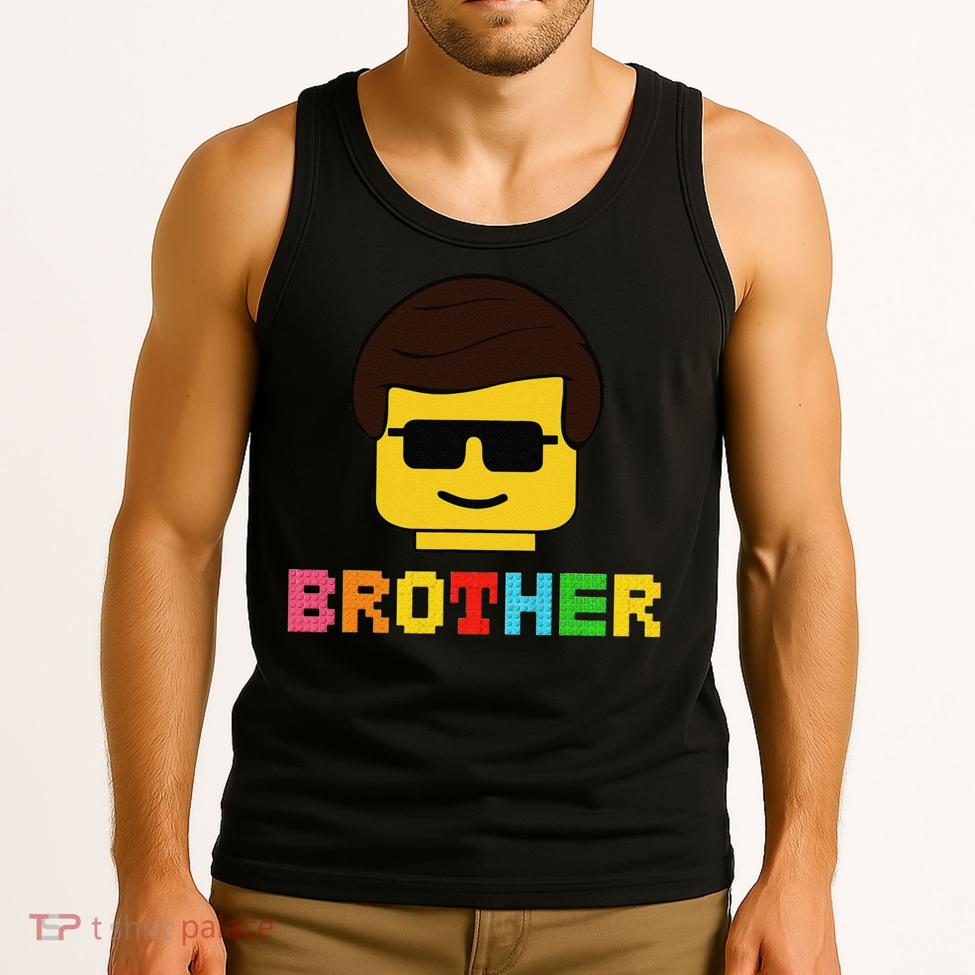 Block Brick Building Brother Master Builder Matching Family Tank Top