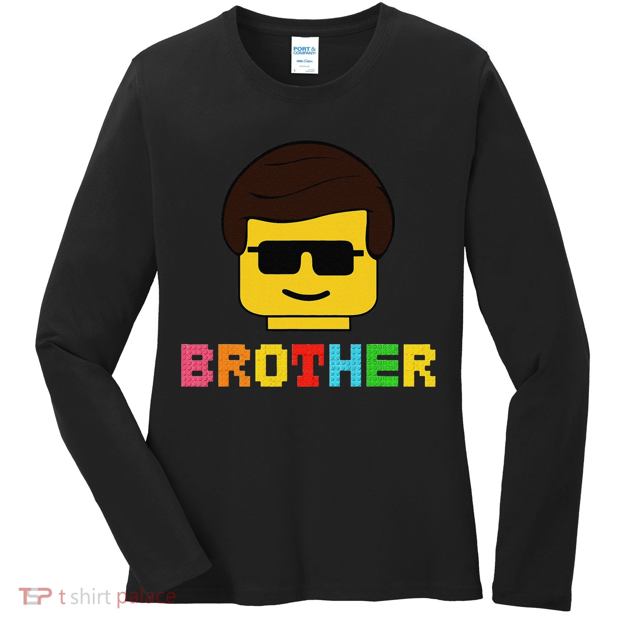 Block Brick Building Brother Master Builder Matching Family Women's Long Sleeve Shirt