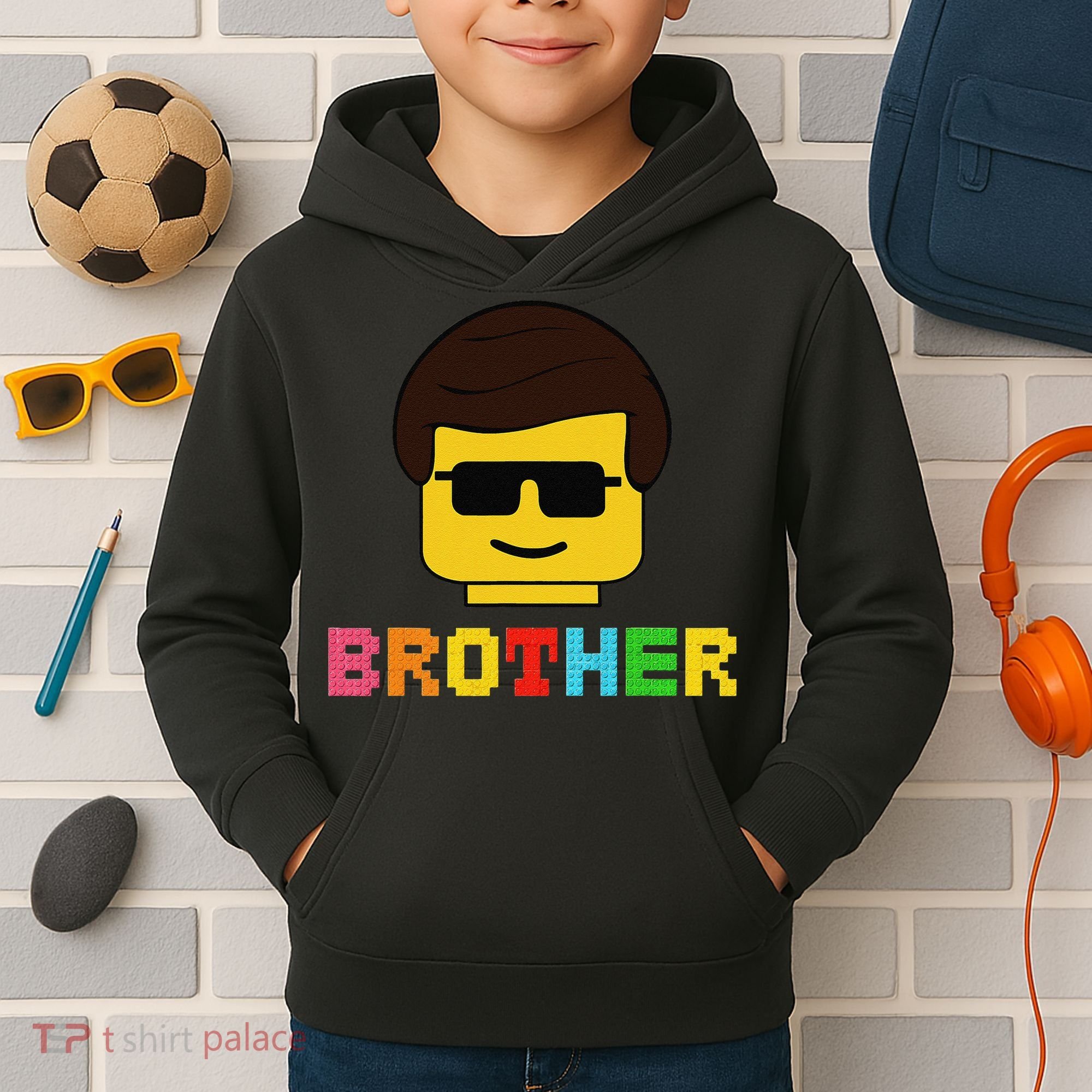 Block Brick Building Brother Master Builder Matching Family Kids Hoodie