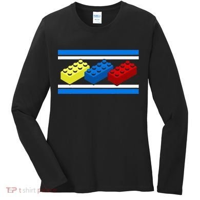 Building Bricks Blocks Master Builder Engineer Construction Women's Long Sleeve Shirt