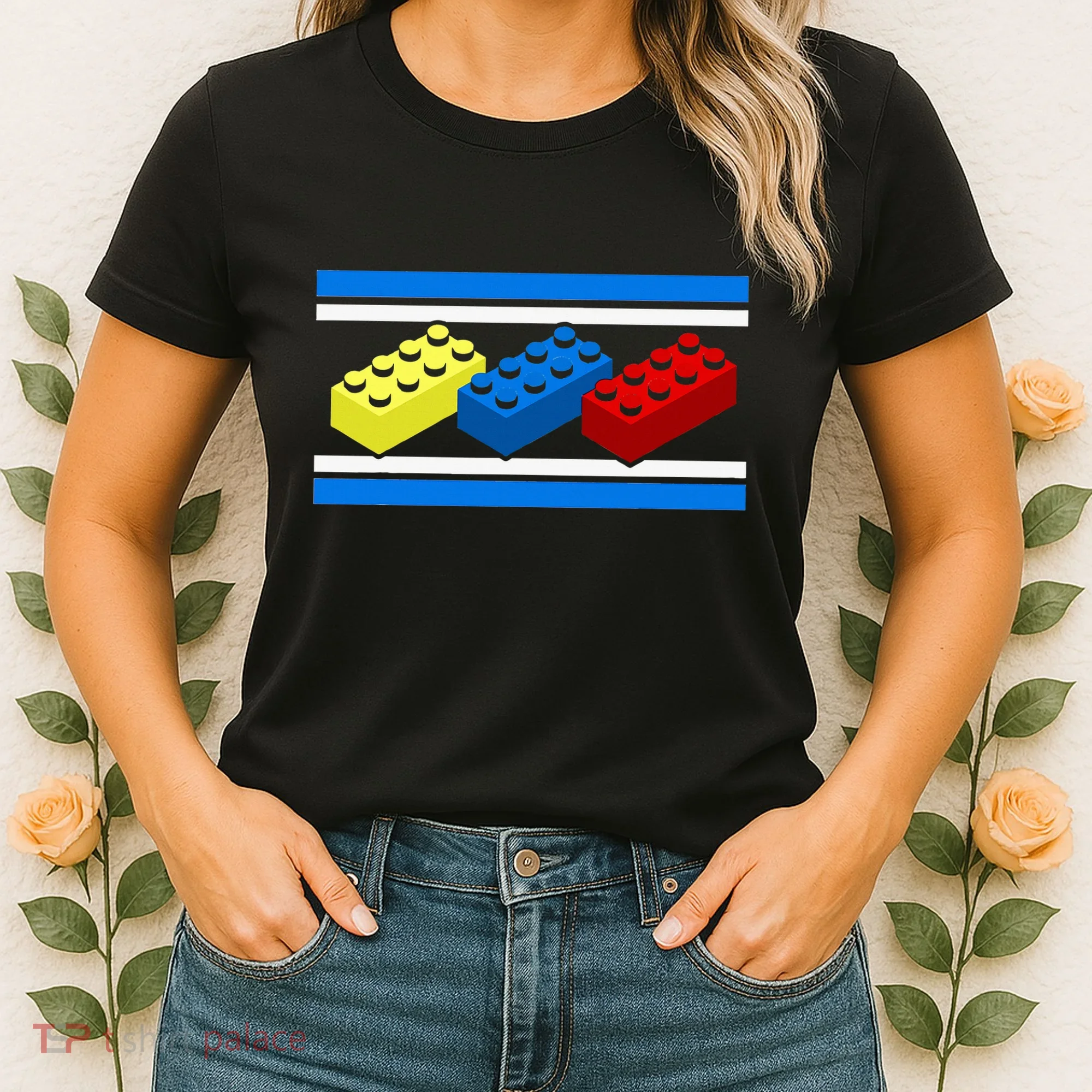 Building Bricks Blocks Master Builder Engineer Construction Women's T-Shirt
