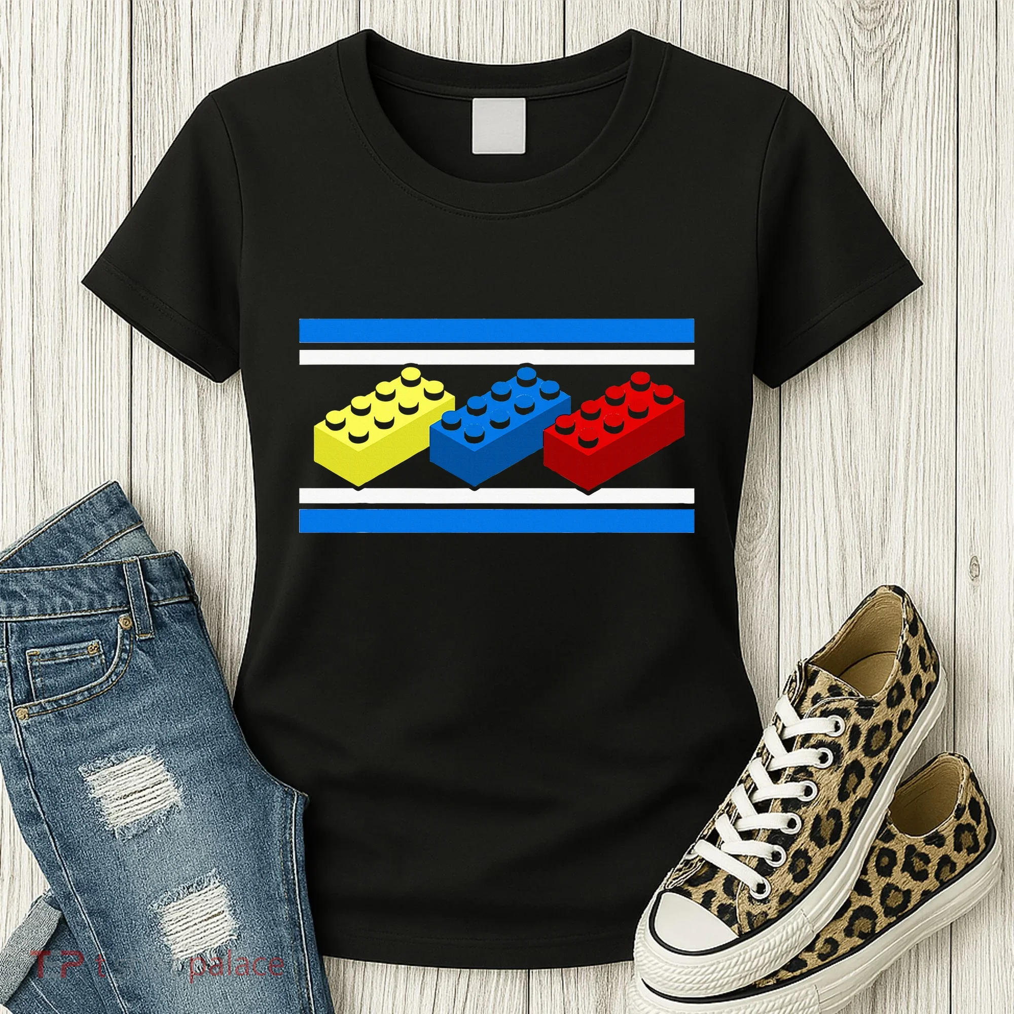 Building Bricks Blocks Master Builder Engineer Construction Women's T-Shirt
