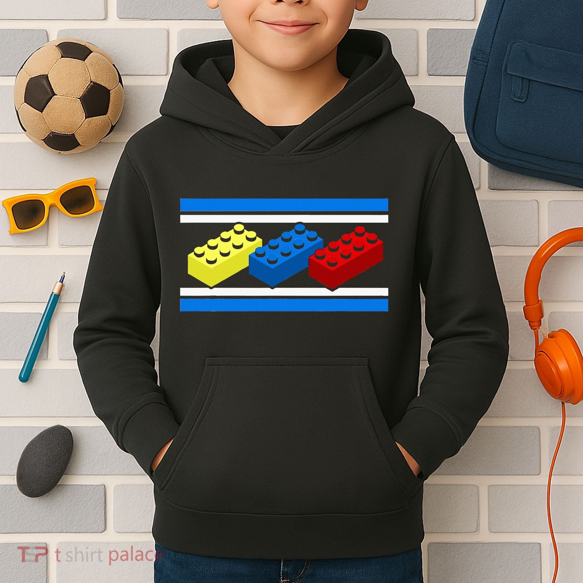 Building Bricks Blocks Master Builder Engineer Construction Kids Hoodie