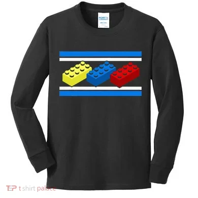 Building Bricks Blocks Master Builder Engineer Construction Kids Long Sleeve Shirt