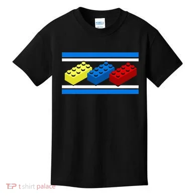 Building Bricks Blocks Master Builder Engineer Construction Kids T-Shirt
