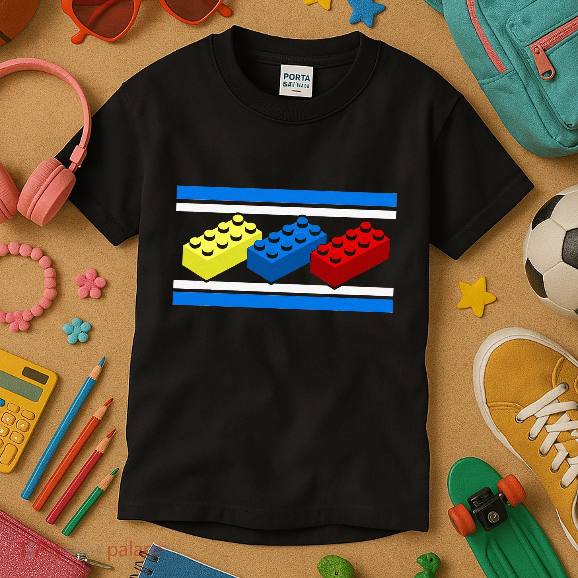 Building Bricks Blocks Master Builder Engineer Construction Kids T-Shirt
