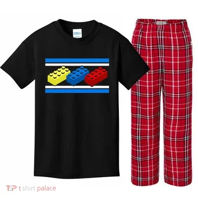Building Bricks Blocks Master Builder Engineer Construction Kids Plaid Pajama Set