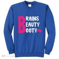 Brains Beauty Booty Funny Smart Pretty Fitness Butt Workout Gift Sweatshirt thumb 0