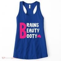 Brains Beauty Booty Funny Smart Pretty Fitness Butt Workout Gift Women's Tank Top thumb 0