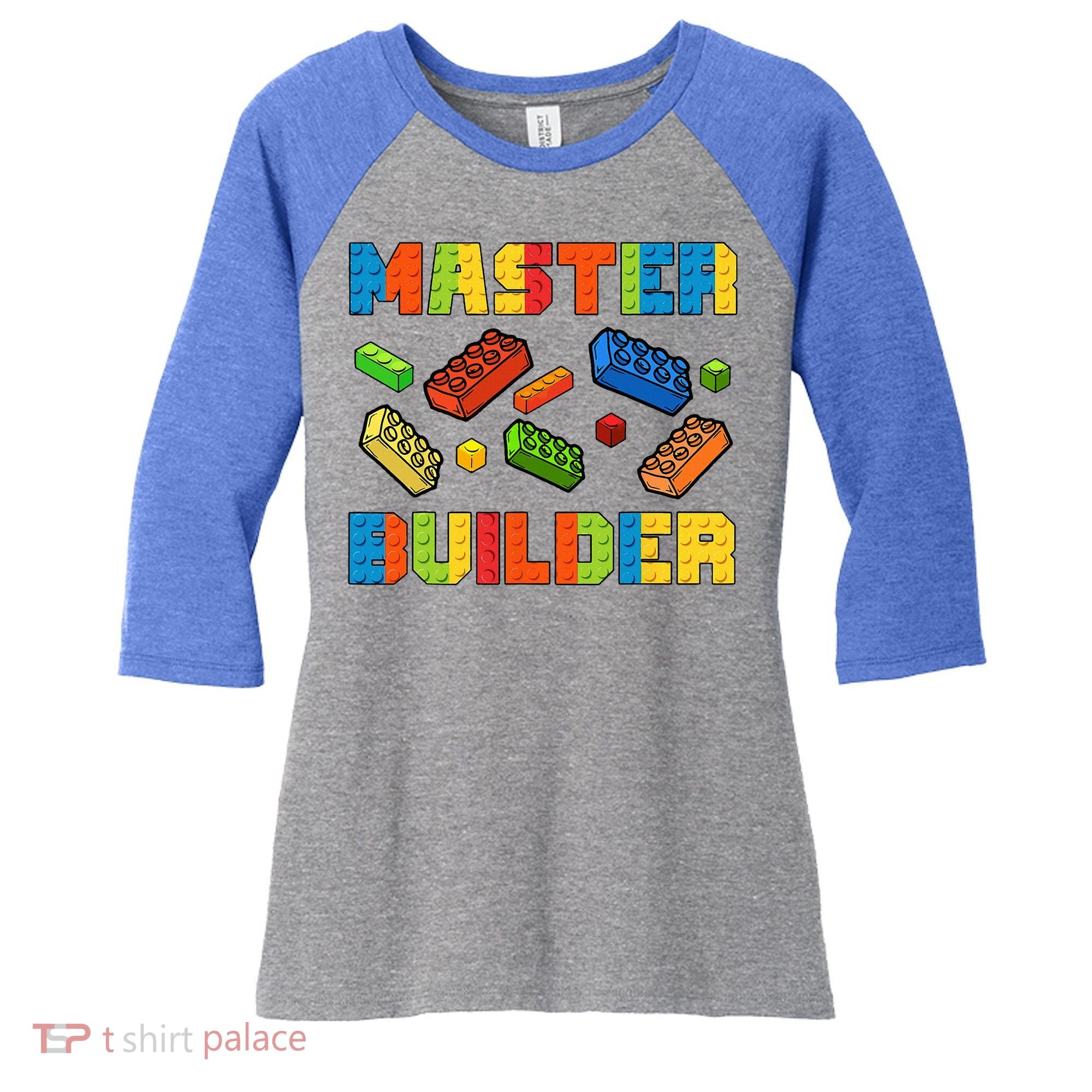 Brick Builder Building Blocks Brick Master Builder Women's Tri-Blend 3/4-Sleeve Raglan Shirt