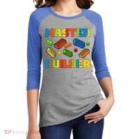 Brick Builder Building Blocks Brick Master Builder Women's Tri-Blend 3/4-Sleeve Raglan Shirt thumb 2