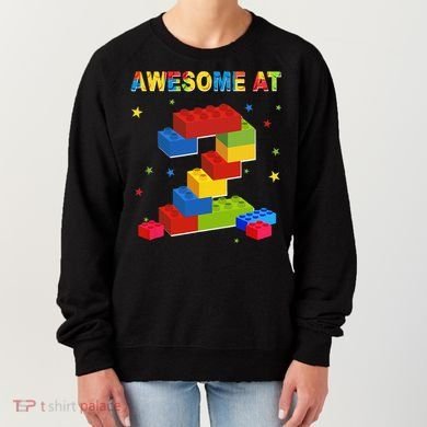 Building Blocks Bricks 2 Years Old Awesome 2nd Birthday Women's Sweatshirt