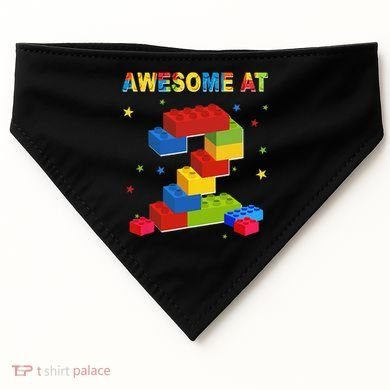 Building Blocks Bricks 2 Years Old Awesome 2nd Birthday USA-Made Doggie Bandana