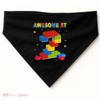 Building Blocks Bricks 2 Years Old Awesome 2nd Birthday USA-Made Doggie Bandana thumb 0
