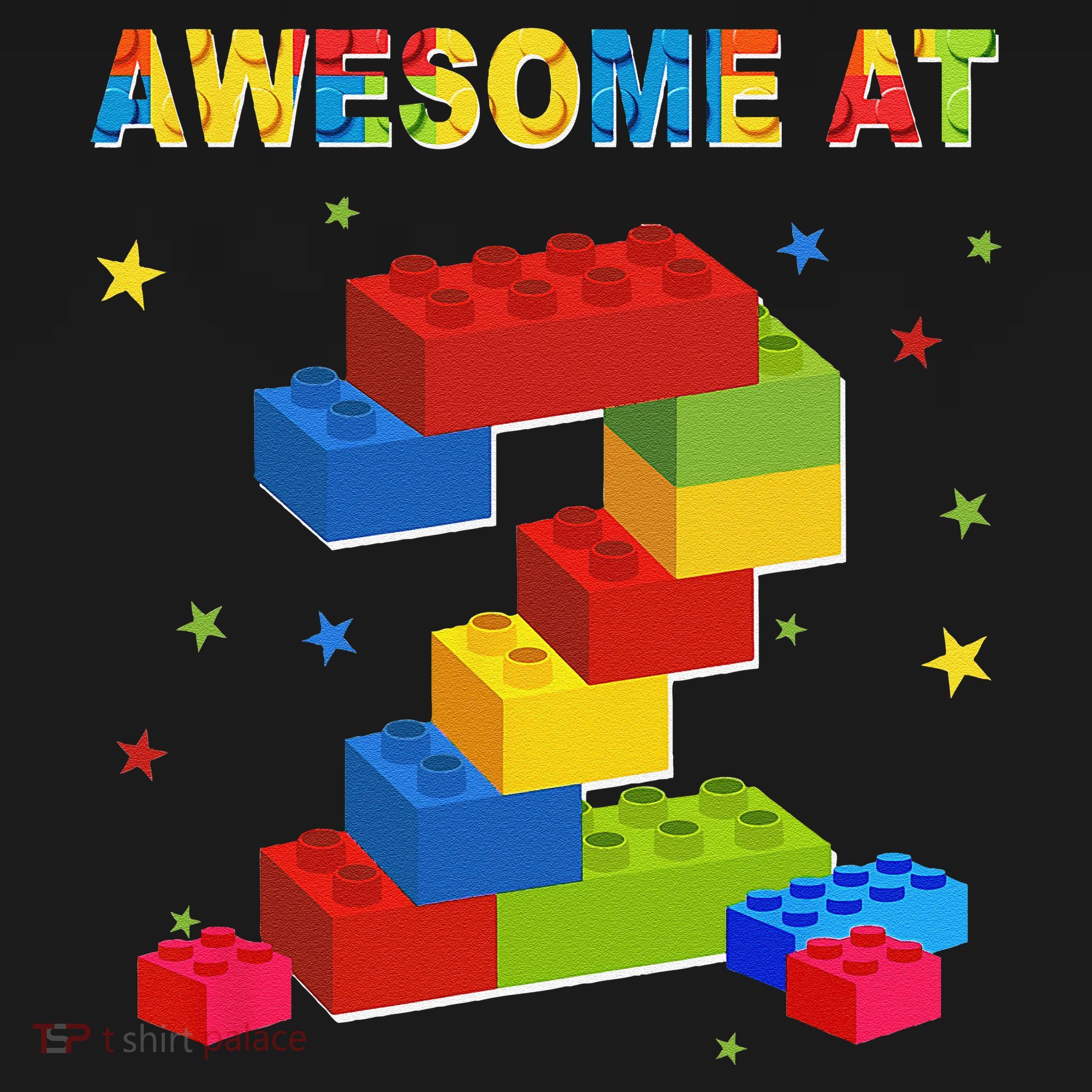 Building Blocks Bricks 2 Years Old Awesome 2nd Birthday USA-Made Doggie Bandana