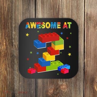 Building Blocks Bricks 2 Years Old Awesome 2nd Birthday Coaster