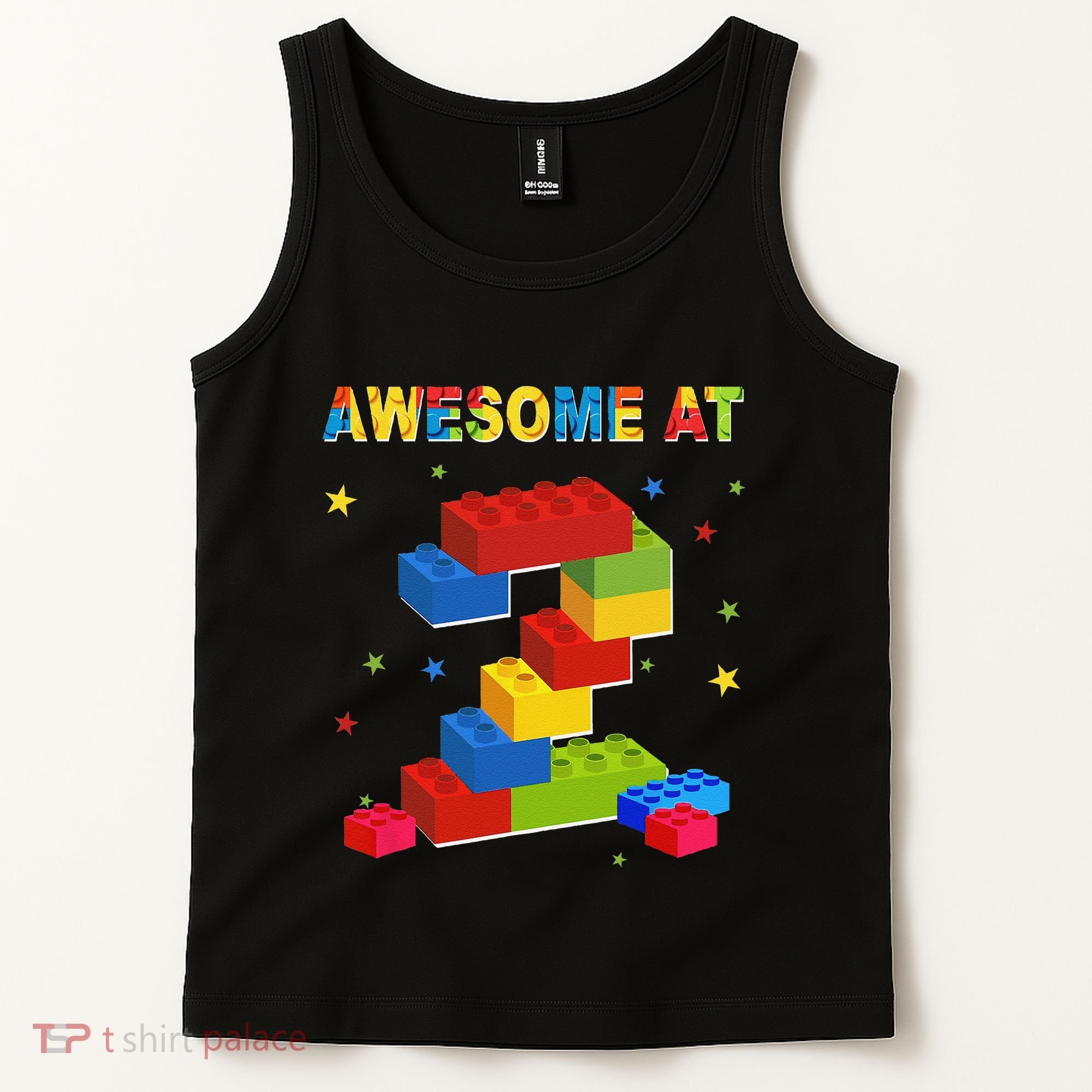Building Blocks Bricks 2 Years Old Awesome 2nd Birthday Tank Top