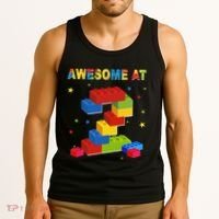 Building Blocks Bricks 2 Years Old Awesome 2nd Birthday Tank Top thumb 3