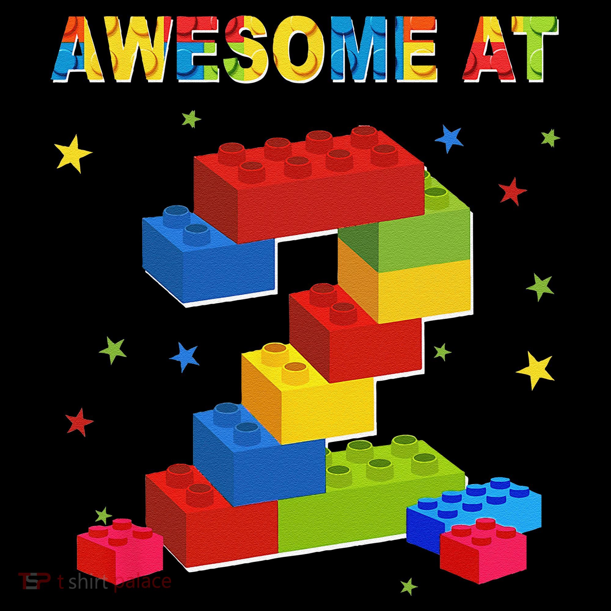 Building Blocks Bricks 2 Years Old Awesome 2nd Birthday Tank Top