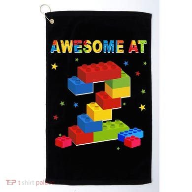 Building Blocks Bricks 2 Years Old Awesome 2nd Birthday Golf Towel
