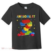 Building Blocks Bricks 2 Years Old Awesome 2nd Birthday Toddler T-Shirt thumb 0