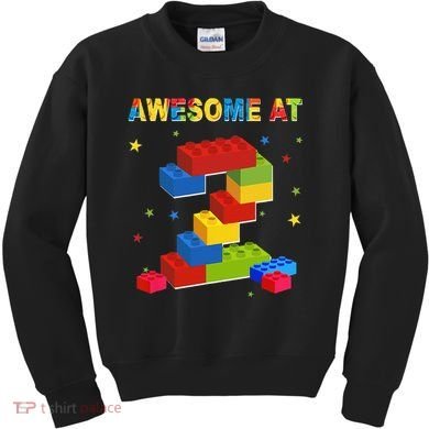 Building Blocks Bricks 2 Years Old Awesome 2nd Birthday Kids Sweatshirt