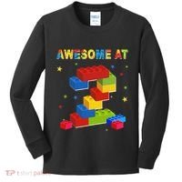 Building Blocks Bricks 2 Years Old Awesome 2nd Birthday Kids Long Sleeve Shirt thumb 0