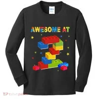 Building Blocks Bricks 2 Years Old Awesome 2nd Birthday Kids Long Sleeve Shirt thumb 0