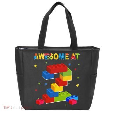 Building Blocks Bricks 2 Years Old Awesome 2nd Birthday Tote Bag