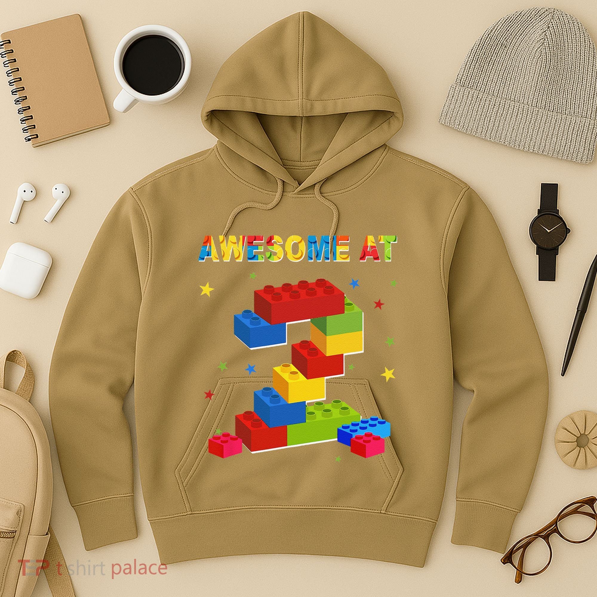 Building Blocks Bricks 2 Years Old Awesome 2nd Birthday Hoodie