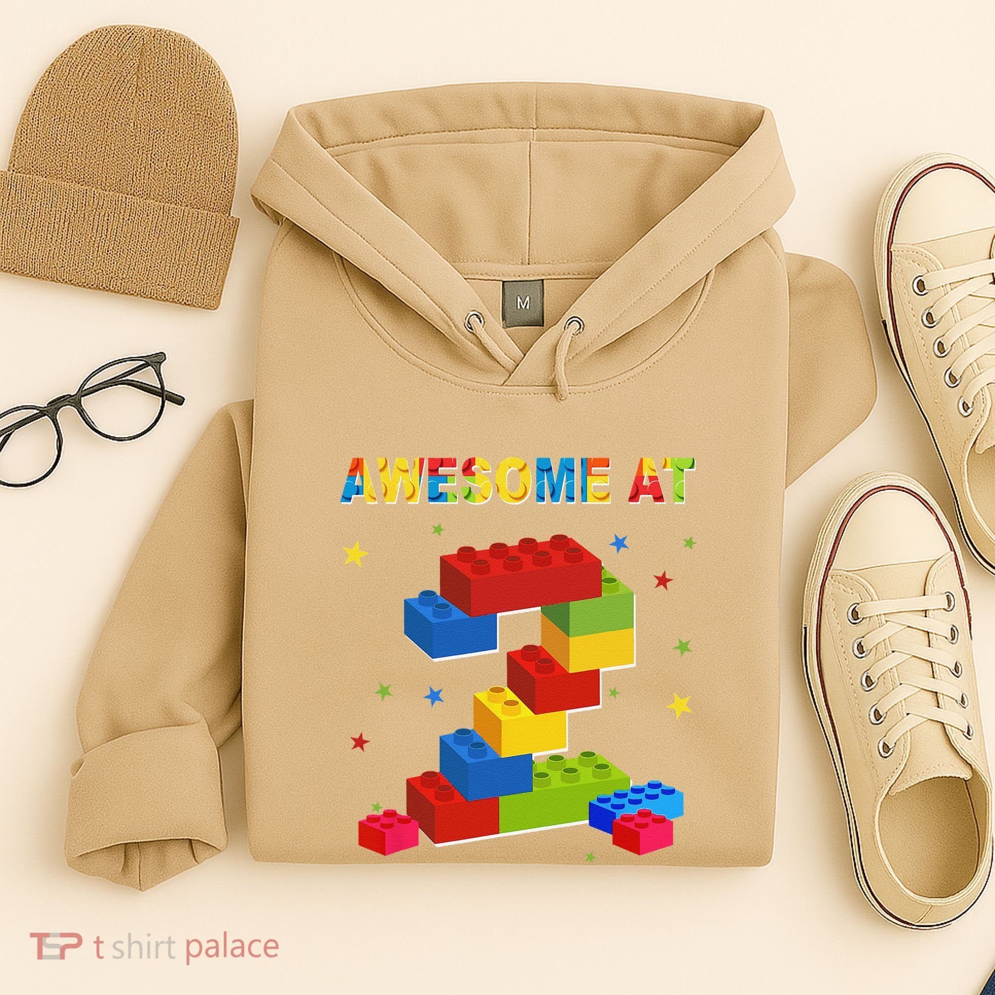Building Blocks Bricks 2 Years Old Awesome 2nd Birthday Hoodie