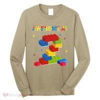 Building Blocks Bricks 2 Years Old Awesome 2nd Birthday Long Sleeve Shirt thumb 0