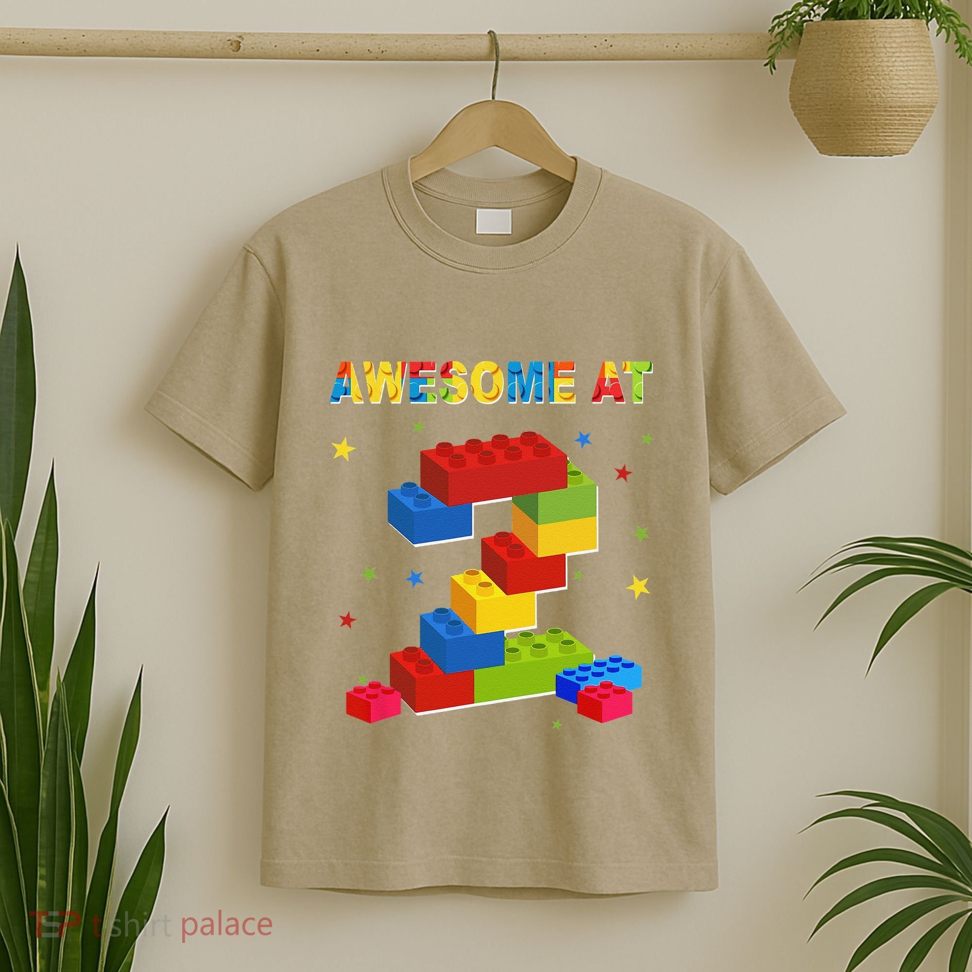 Building Blocks Bricks 2 Years Old Awesome 2nd Birthday T-Shirt