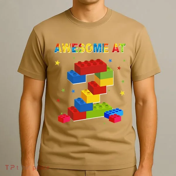 Building Blocks Bricks 2 Years Old Awesome 2nd Birthday T-Shirt