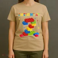 Building Blocks Bricks 2 Years Old Awesome 2nd Birthday T-Shirt thumb 4