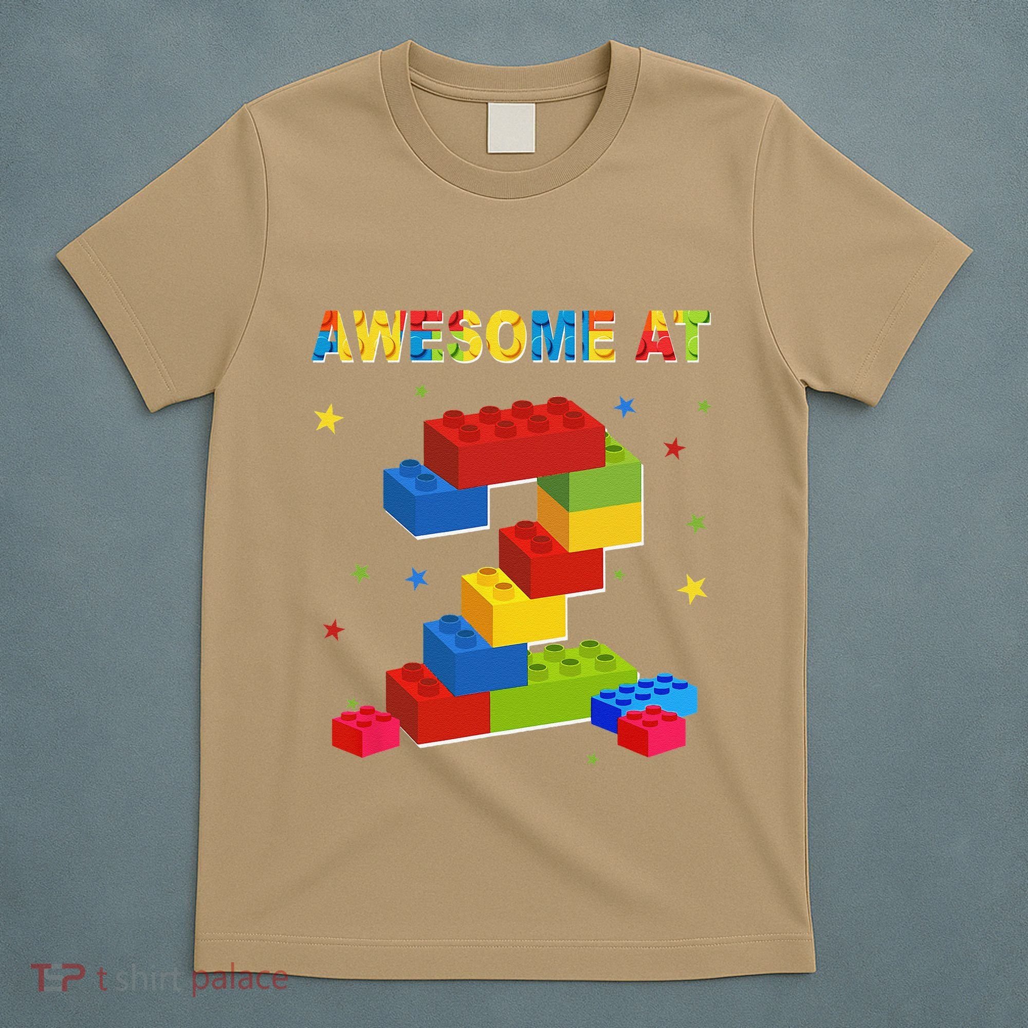 Building Blocks Bricks 2 Years Old Awesome 2nd Birthday T-Shirt