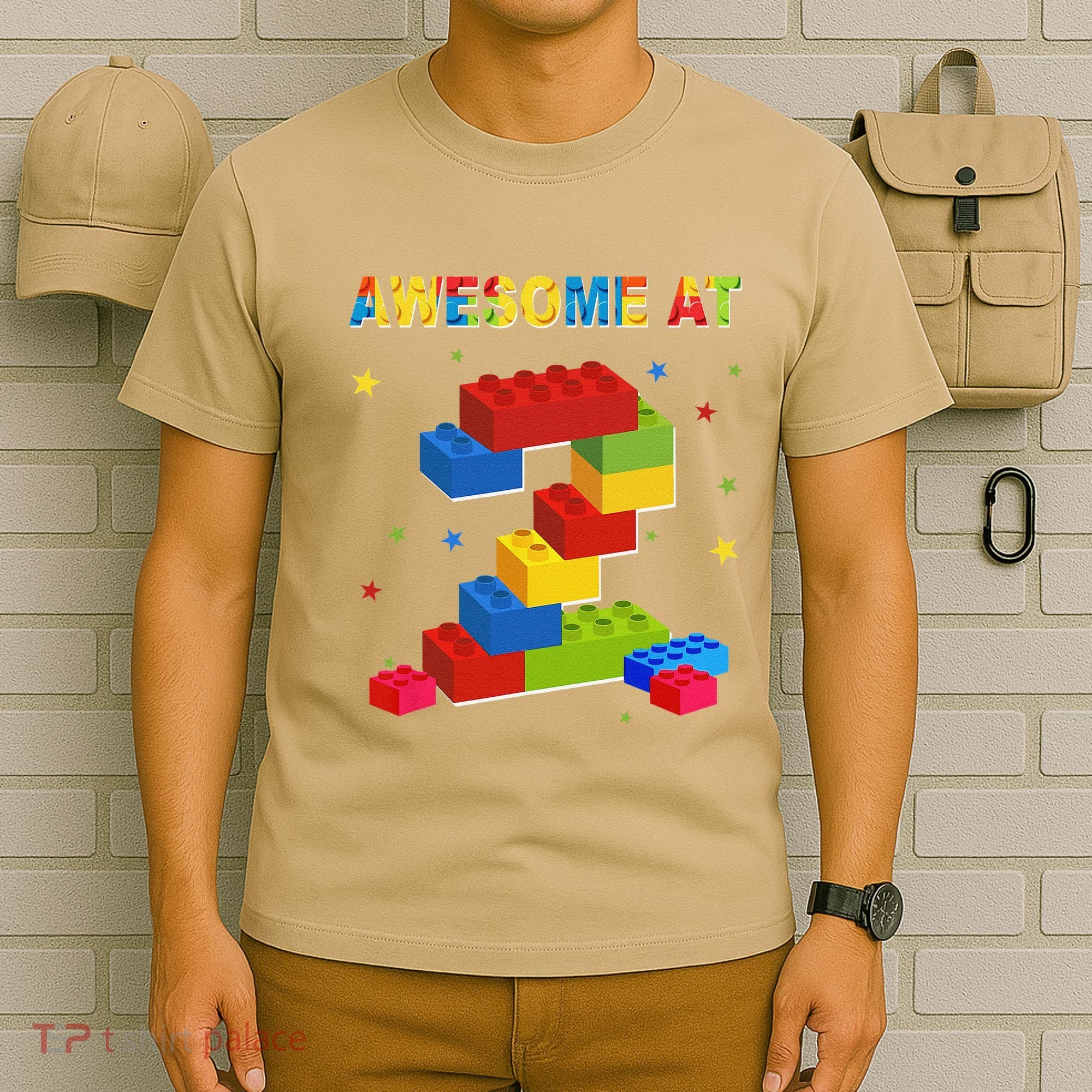 Building Blocks Bricks 2 Years Old Awesome 2nd Birthday T-Shirt