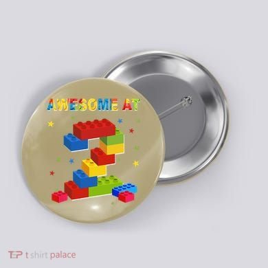 Building Blocks Bricks 2 Years Old Awesome 2nd Birthday Button