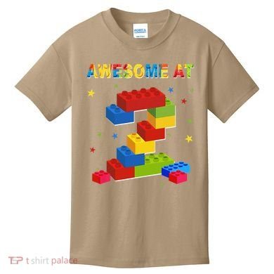 Building Blocks Bricks 2 Years Old Awesome 2nd Birthday Kids T-Shirt