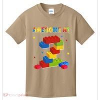 Building Blocks Bricks 2 Years Old Awesome 2nd Birthday Kids T-Shirt thumb 0
