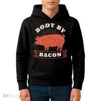 Body By Bacon For Low Carb High Fat Ketogenic Diet Kids Hoodie thumb 4
