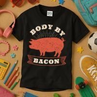 Body By Bacon For Low Carb High Fat Ketogenic Diet Kids T-Shirt thumb 3