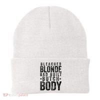 Bleached Blonde Bad Built Butch Body Meme Beanie thumb 0